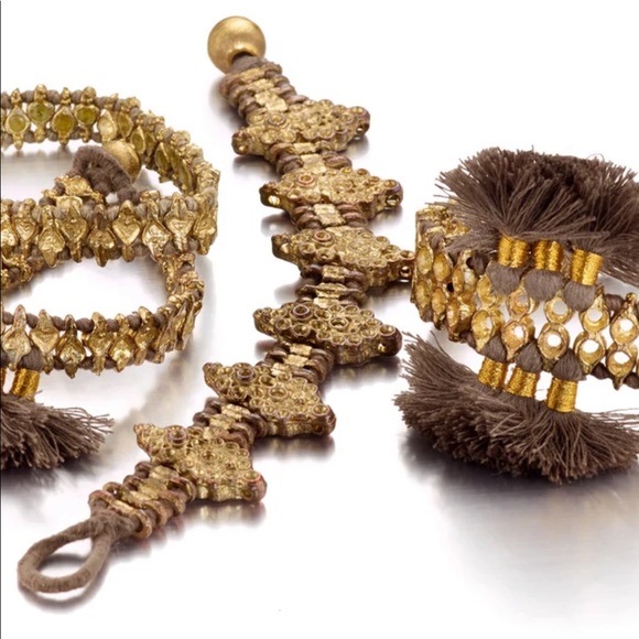 Madhuri Parson New York Surf Yoga TAUPE DIAMOND SHAPED WOVEN BRACELET - Picture 2 of 3